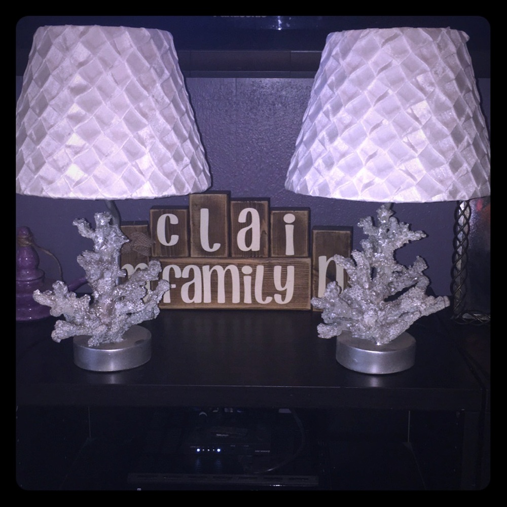 Coral lamps with beautiful white shades!!